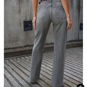 Zara Gray Flare Wide Leg Jeans High-Rise
